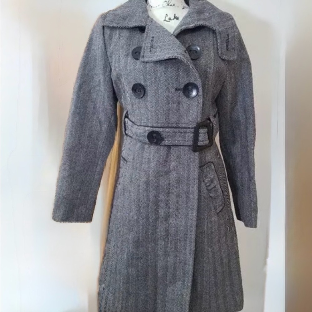 Soia & Kyo Tweed Double-Breasted Trench Coat